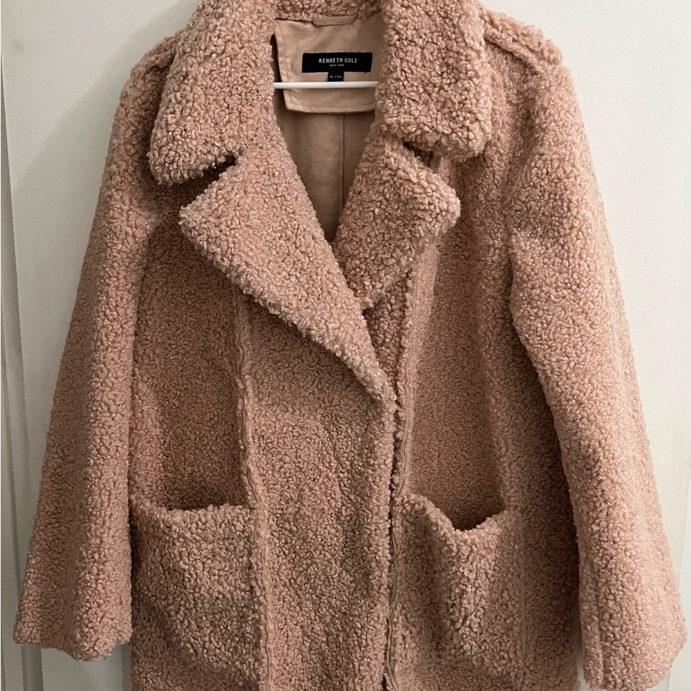 Kenneth Cole Pink Teddy Jacket Cozy Plush Design